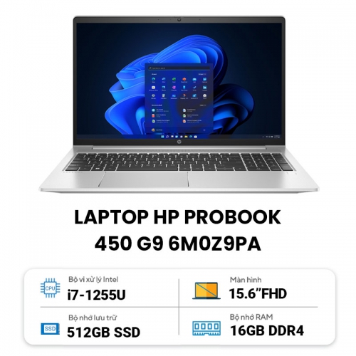 Laptop HP Probook 450 G9 6M0Z9PA (Core i7-1255U | 16GB | 512GB | Intel Iris Xe | 15.6 inch FHD | Win 11 | Bạc)